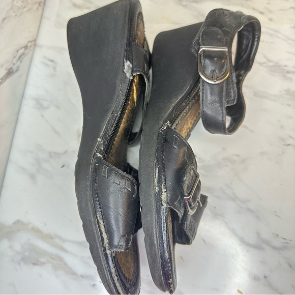 Vintage Hush Puppies Wedge Sandals - Black - Size 8 - Picture 8 of 9